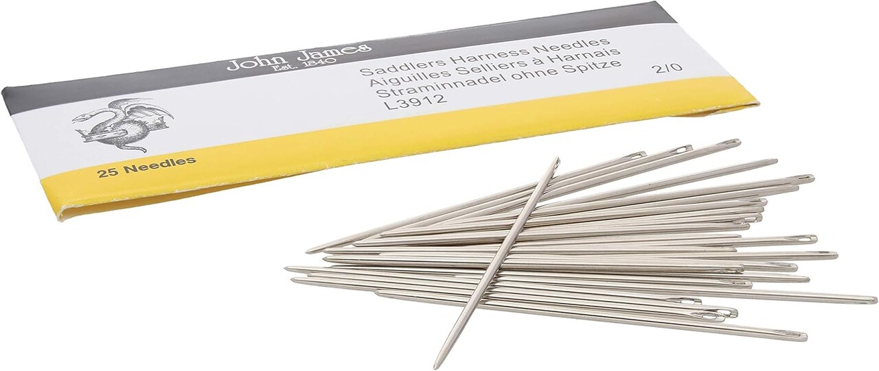 John James Saddlers Harness Needles, Rounded Point, Use for All Hand Stitched Leather Craft Work and Harness/Saddle Repairs